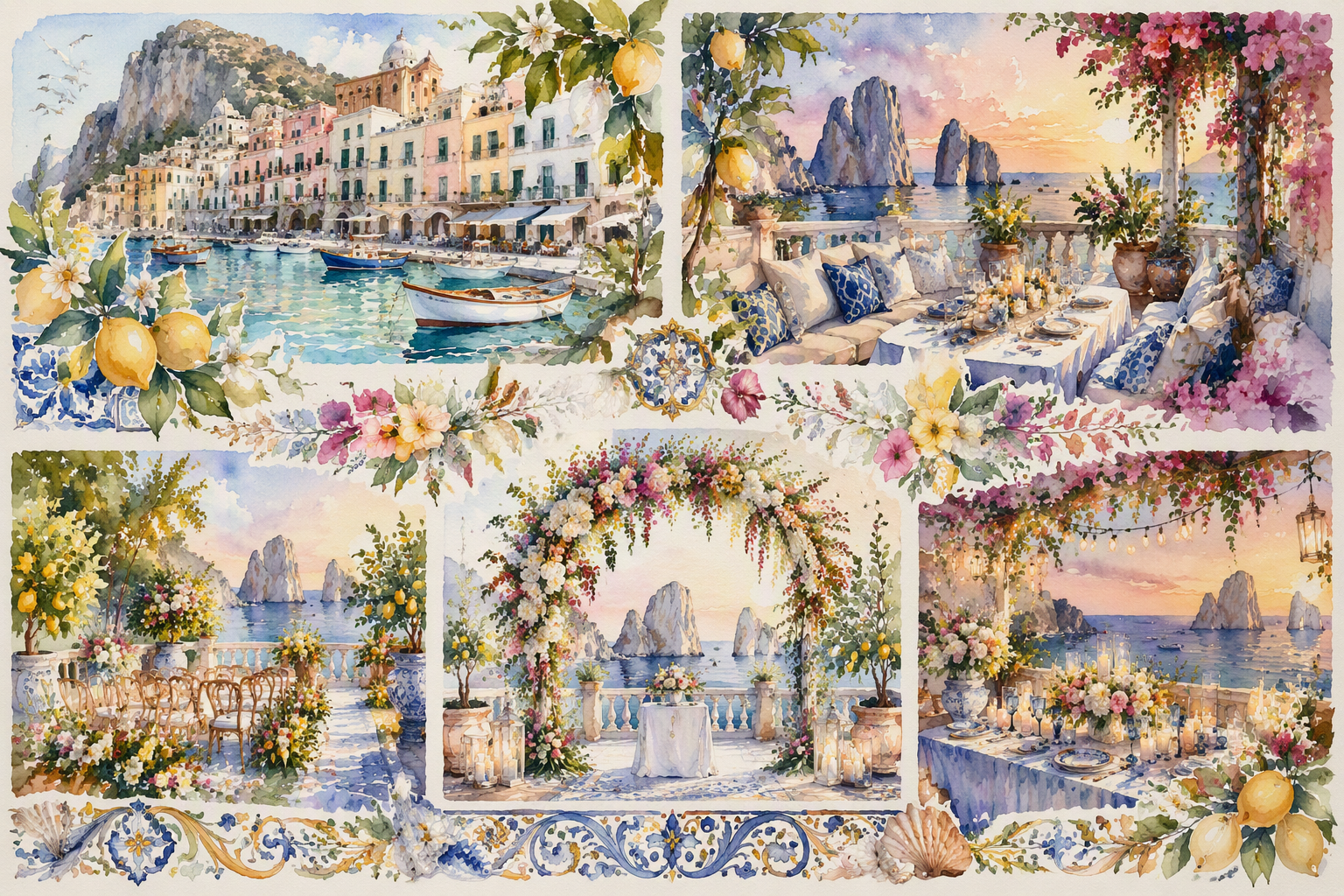 Timeline illustrata del matrimonio a Capri
